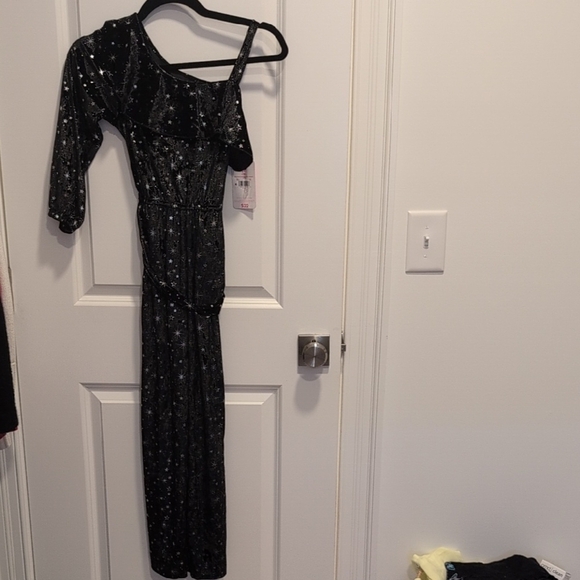 Justice Black One Shoulder Jumpsuit Girls Size 10 - Picture 1 of 8